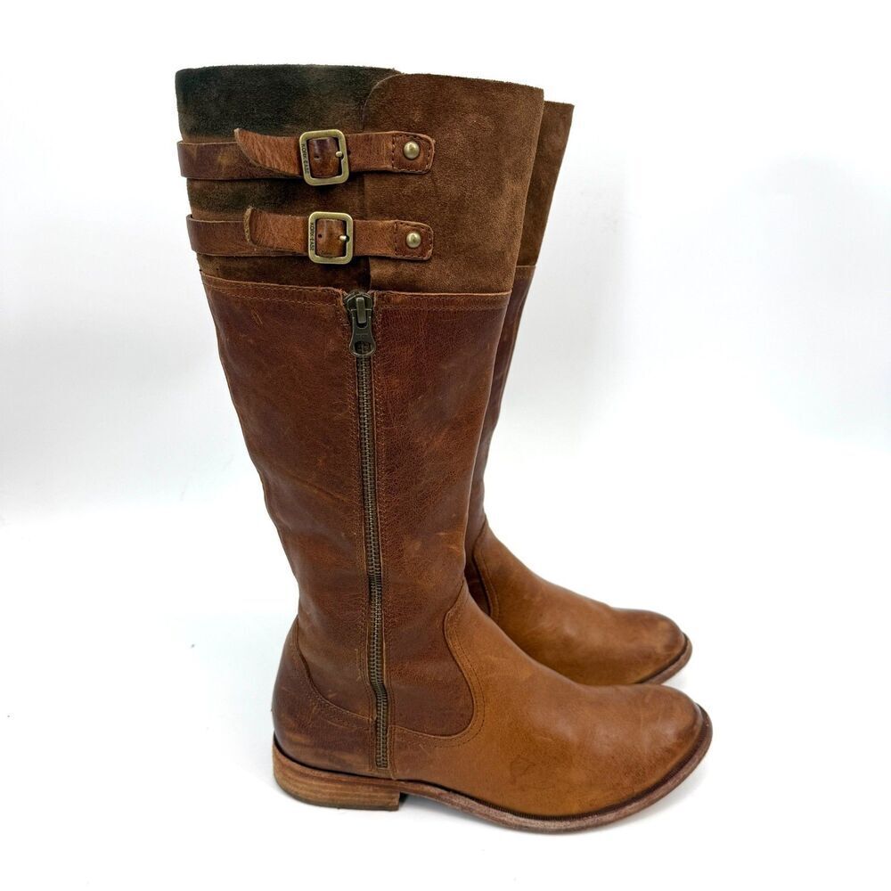 Kork-Ease Tall Brown Leather Equestrian Riding Boots Side Zip Women Size 7.5